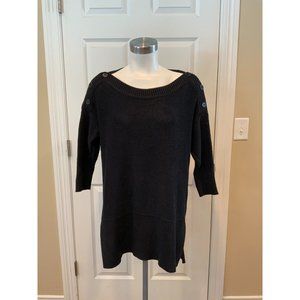 T Alexander Wang Black Boat Neck Sweater W/ Button Shoulder, Size XS
